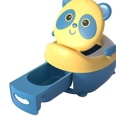 Cartoon Panda Baby Potty Training Toilet con logo personalizzato in blu giallo bianco nero