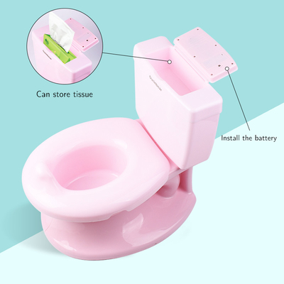 Bagno per bambini in plastica con pulsante a maniglia con sedile di addestramento a disegni stampati in colore rosa/azzurro/bianco