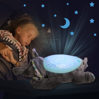 Gamma di età 2-4 anni giocattoli di peluche per elefanti morbidi su misura con luce di proiezione