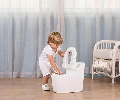 Insegnamento del bambino in bianco Potty Cartoon Print Plastic Toilet Trainer - Certificato di prova EN71