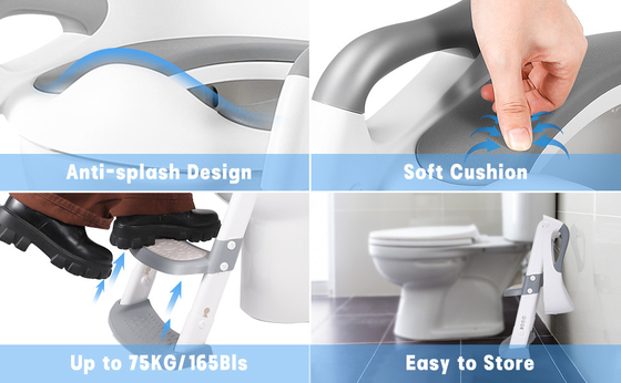 Grigio/Azzurro/Rosso 3 in 1 Sedile di allenamento con sgabelli con scalinata da 1 a 10 anni