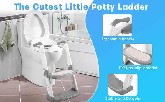 Grigio + Bianco 3 in 1 Potty Training Sedile igienico con scaffale passo Scala per 1-6 anni
