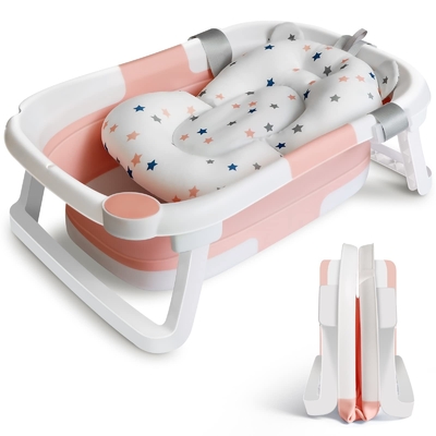 Vasca da bagno leggera per bambini Vasca da bagno pieghevole in plastica con termometro elettronico