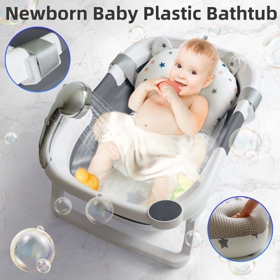 Vasca da bagno leggera per bambini Vasca da bagno pieghevole in plastica con termometro elettronico