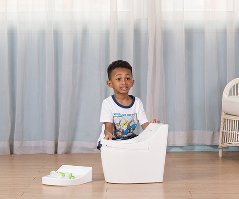 Insegnamento del bambino in bianco Potty Cartoon Print Plastic Toilet Trainer - Certificato di prova EN71