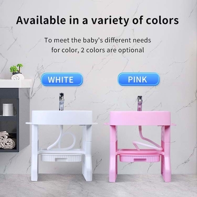 Ouninbear lavandino bambini lavandino vasca di plastica con luce e serbatoio d'acqua in bianco