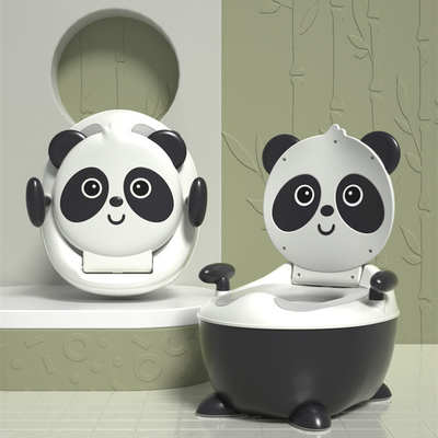 Carina Panda Forma di bambino di formazione Potty in blu giallo bianco nero Disegno di animazione