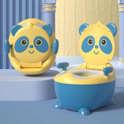 Adorable Panda Shape Blu Giallo Cartone animato Baby Training Potty con Certificazione EN71