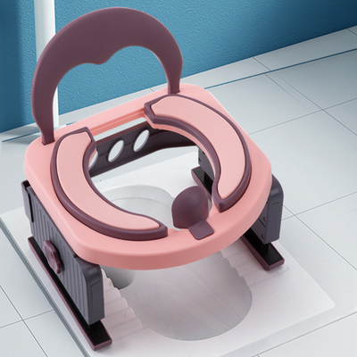 Dispositivo solido per la toilette per bambini ecocompatibile in ciliegio orientale/azzurro marino/grigio