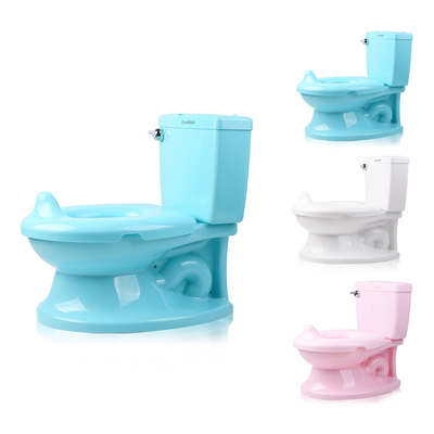 Toiletto con bottone a manico per bambini in colore bianco blu rosa con modello solido - certificato EN-71 - 1,38 kg netto