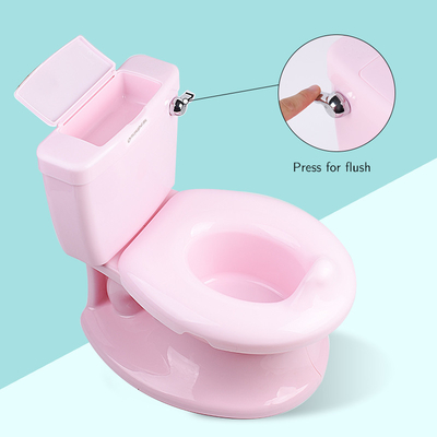 Toiletto con bottone a manico per bambini in colore bianco blu rosa con modello solido - certificato EN-71 - 1,38 kg netto