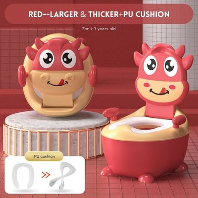 Forma di mucca, verde scuro, rosso, vasino per l'addestramento del bambino con certificato di prova EN71