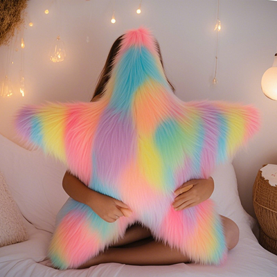 Pallone a cinque punte bianco/colorato Dolce bambola morbida ricoperta di peluche giocattoli Hobbies Pallone raffinato Decorazione domestica Regali di compleanno